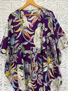 Couverture de plage ethnique pour femmes à la main en coton biologique longueur au sol robe de nuit longue courte Caftan singe bloc imprimer robes décontractées - Product Image 2