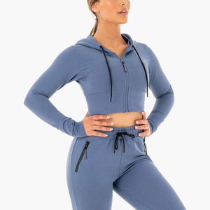 เสื้อฮู้ดสวมหัวสำหรับผู้หญิงเสื้อครอปมีฮู้ดแบบสวมหัวเสื้อครอปผ้าฝ้ายมีโลโก้ออกแบบได้ตามต้องการ - Product Image 6