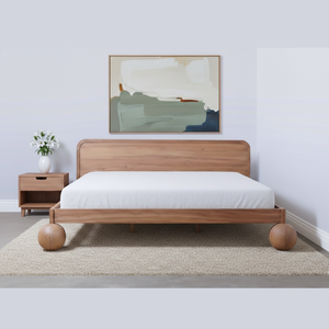 Modern Mid Century Queen Size Solid Teak Wood <b>Bed</b> <b>in</b> Natural Wood Colour for Home Apartment or Hotel Furniture - Product Image 4