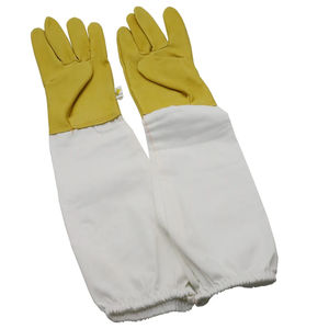 2025 meilleure qualité vente d'usine gris cuir longue coton maille manchette abeille Culture gants gants en cuir de chèvre pour l'apiculture OEM - Product Image 4
