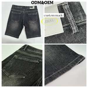Nouveau personnalisé hommes été décontracté Vintage coupe droite foncé Denim Shorts solide bouton taille moyenne court pour Mans Denim Wear - Product Image 3