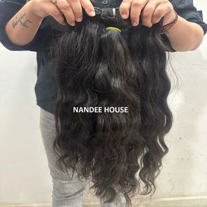 Perruque complète en dentelle frontale de 26 pouces, cheveux humains vierges indiens, noirs naturels, lisses, densité 150%, résistante à la chaleur, transparente - Product Image 5