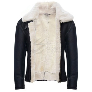 Wholesale Latest Design <b>Men</b> Winter <b>Shearling</b> Cow Skin Leather <b>Jacket</b> Best Quality Front Logo High Quality - Product Image 2