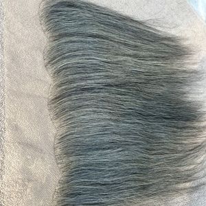 Wholesale 12A Grade Indian Natural Grey <b>Black</b> HD Pre-Plucked Virgin Remy <b>Lace</b> Front for <b>Lace</b> Transparent Bleached Knots Wigs - Product Image 2