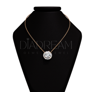 Fine Jewelry Collier pour femme avec pendentif rond en argent sterling 925 avec halo de diamant Moissanite pour fiançailles ou mariage - Product Image 3