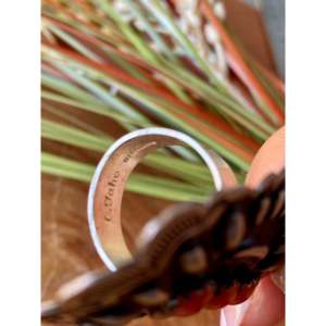 Leander Tahe <b>Adjustable</b> <b>Ring</b> Coral & Sterling Silver Concho with Bezel Setting Size 8 for Everyday Wear - Product Image 6