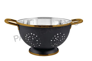 กระชอนสแตนเลสสีดำสุดหรูมีด้ามจับสีทองที่ทันสมัยกระชอนโลหะ - Product Image 2