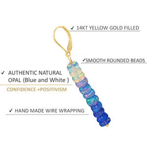 925 Sterling <b>Silver</b> <b>Dangle</b> <b>Earrings</b> for Women Stylish Trendy Blue Opal Beaded Birthstone Jewelry for Anniversary Wedding Party - Product Image 5