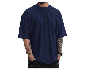 เสื้อยืดผู้ชายทรงโอเวอร์ไซส์ ผ้าฝ้าย 100% สีพื้น แขนสั้น ไหล่ตก สวมใส่สบาย เหมาะสำหรับออกกำลังกาย ทรงหลวม ระบายอากาศได้ดี - Product Image 1