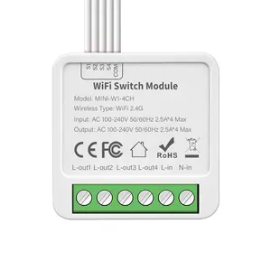 New Model Hot Selling Smart Tuya Wifi 4gang Module Supports Google Home Alexa Life APP Remote Control Relay Time Breaker Switch