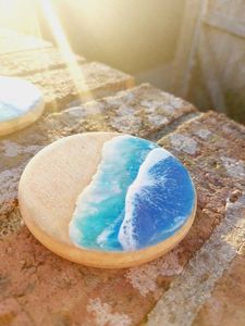 Posavasos de madera de nogal de resina inteligente para decoración del hogar posavasos de madera de resina epoxi posavasos de lujo personalizados para bebidas - Product Image 5