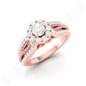 Vente en gros 14K 18K Trendy Solid Gold Natural Diamond Solitaire Ring For Engagement Minimal Design Wedding Ring Gift For Her - Product Image 1