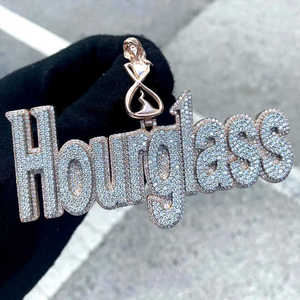 Hip Hop <b>Pendant</b> Moissanite Diamond Necklace 925 <b>Sterling</b> <b>Silver</b> Jewelry Men's Name Letter Factory Custom Moissanite <b>Pendant</b> - Product Image 2