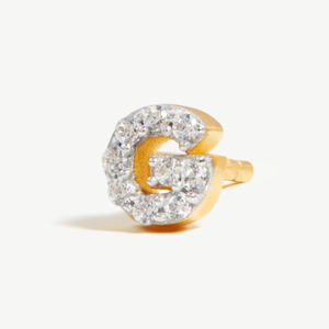 Pendientes de Botón con Inicial en Oro de 18 Quilates, Circonita, Letra G Personalizada, Estilo Clásico y Moderno, Accesorio Certificado por Terceros para Mujer - Product Image 2