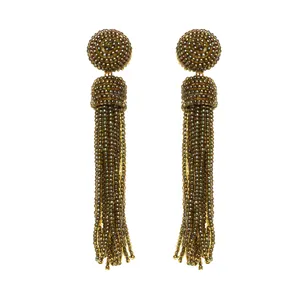 Trendy And Ethnic Acrylic beaded teasel Hanging earrings for Wholesale latest 2024 design SHJ-7192