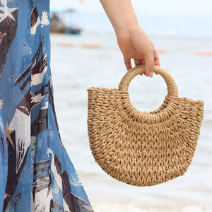 New Trend Hand-woven Handbag Pastoral Style Handicraft Wholsalet Natural Rattan Round <b>Beach</b> Bag From Vietnam - Product Image 3