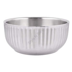 ชามลายทางสแตนเลสสตีลพรีเมี่ยมพร้อมสีเงินและดีไซน์คลาสสิกทันสมัย - Product Image 1