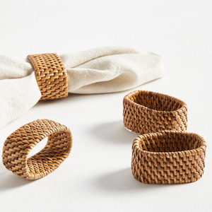 <b>Table</b> <b>cloth</b> napkin holder ring set from natural rattan vintage dinner decorations round rings for napkins - Product Image 4