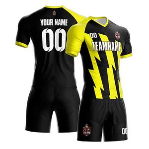 Vente en gros de haute qualité ensemble de maillot de football col en V avec logo personnalisable respirant à séchage rapide imprimé par sublimation - Product Image 4