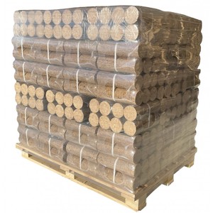 Briquettes de bois pour système de chauffage, combustible palettisé et emballé pour usage intérieur, 10 % d'humidité, densité 600 kg/m³ - Product Image 1
