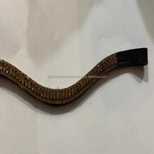 Bandes de sourcils de cheval en cuir cristal à 3 rangées, cristaux dorés et clairs, strass bling-bling, accessoires de cheval faits sur mesure, meilleure qualité - Product Image 6