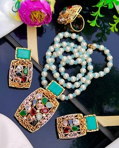 Latest Designer 2025 Collection Unisex Stylish Pakistani Indian Jewelry Sets Beaded Link <b>Necklace</b> Trendy Antique Gold/<b>Silver</b> - Product Image 5