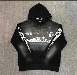 Pull à capuche avec logo personnalisé avec conception de texte pour hommes Pull brodé de haute qualité à épaules tombantes Sweat à capuche lavé à l'acide - Product Image 1