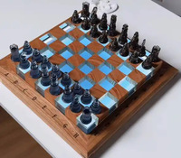 Ensemble d'échecs de luxe en bois et résine pour l'intérieur, vente en gros