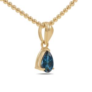 Colgante de pera de Topacio Azul de Londres, ajuste de punta de plata 925, joyería fina hecha a mano minimalista de Ishime Jewels para mujer - Product Image 2