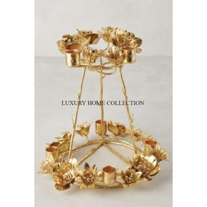 Set of 2 Pure Brass Gold Plate Table Decoration <b>Candle</b> <b>Holders</b> Attractive New Arrival Large Size Metallic <b>Candle</b> <b>Holder</b> for Sale - Product Image 2