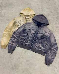 OEM personalizado 100% de alta calidad de los hombres de gran tamaño con cremallera gráfico Sudadera con capucha de algodón polar 360 GSM - Product Image 1