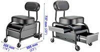 ITA Tools Schwerlast-Garagenhocker mit 2 Schubladen zur Aufbewahrung, 227 kg/500 lbs Tragkraft, OEM/ODM Anpassbar TW