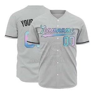 Nouveauté Vêtements de sport Nom personnalisé imprimé Tissu 100% polyester Meilleur prix Maillot de baseball - Product Image 3