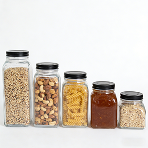 Pot en verre avec couvercle en fer blanc noir pour <span class=keywords><strong>confiture</strong></span> <span class=keywords><strong>maison</strong></span>, sauce, miel et emballage alimentaire - Product Image 1