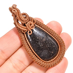 Collar con colgante de cobre y cobre, Gema Natural de ojo de tigre, fabricante - Product Image 2