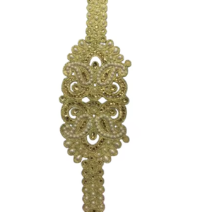 Kashmir Paisley the Regal Pearl and <b>Gold</b> Floral Embroidery Bridal Cinch - Product Image 1