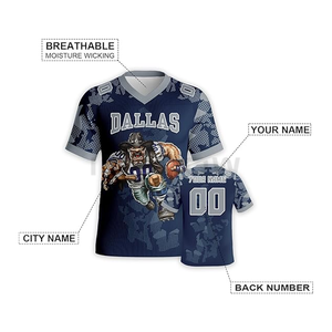 Streetwear personnalisé vêtements de sport pour hommes chemise en jersey Boxy polyester personnalisé broderie sublimation maillots de football américain unisexe - Product Image 2