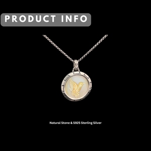 Pendentif oiseau en argent sterling 925 |   Nacre Jaune Naturelle |   Bijoux fins pour hommes sur mesure OEM |   Quantité minimum de commande : 1 pièce - Product Image 2