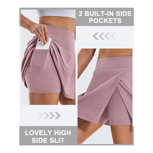 Jupe courte évasée pour femme, couleur unie, à volants, taille élastique, respirante, style tennis - Product Image 4