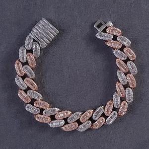 VS1 Moissanite corte redondo Iced Out Cuban Link fiesta de moda Hip Hop estilo pulsera Unisex 925 plata esterlina - Product Image 3