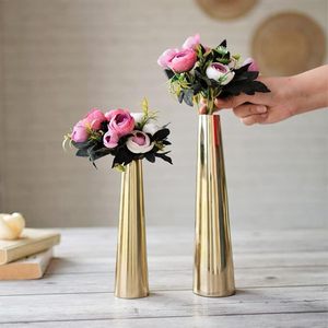 Jarrón de flores moderno hecho a mano indio, decoración de mesa de Metal de hierro transparente, jarra de flores de acero inoxidable de cobre, vacaciones de Navidad - Product Image 5