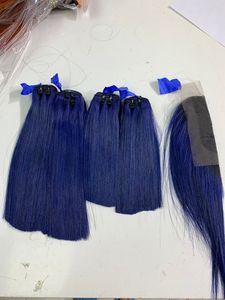 Super doble dibujado paquetes de 100% Natural sin procesar virgen cabello humano hueso recto azul extensiones procesamiento químico - Product Image 4
