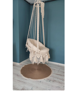 Hanging Cotton Macrame <b>Hammock</b> <b>Chair</b> DYAED COTTON HANDMADE NATURAL Baby Swing Set Style Color Baby Bedside Sleeper - Product Image 3