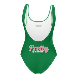 1908 bicolore costume intero verde rosa Premium tessuto greco confraternita abbigliamento Divine nove HBCU costumi da bagno personalizzati - Product Image 5