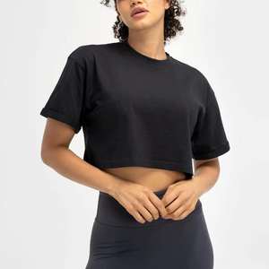 Camisa con estampado de logotipo personalizado en stock, Top corto, camiseta para mujer, Tops cortos personalizados, el mejor estilo de moda, OEM transpirable - Product Image 1