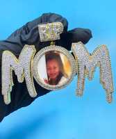 Pendentif Moissanite avec photo personnalisée, lettre commémorative pour maman, en argent 925, bijoux fins, pendentifs et breloques, cadeau pour frère ou sœur
