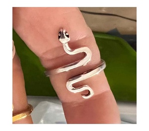 Hot Selling Bohemian Style <b>Snake</b> Design GS Metal Jewellery Rings GC-RG-184 with Princess Cut Diamonds India for Worldwide Export - Product Image 1
