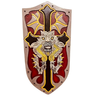 Ensemble de samouraï Viking médiéval Bouclier facial Lion Vintage Guerrier Trident Bouclier Arme Prop pour l'utilisation du jeu Anime