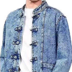 Nouvelle mode veste en jean 100% coton bleu foncé à moustaches pour hommes veste en jean High Street pour hommes - Product Image 4