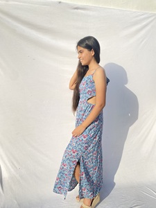 2022 verano elegante vestido Midi acampanado para mujer estampado Floral único manga corta Casual Oficina fiesta Formal cintura Natural - Product Image 4